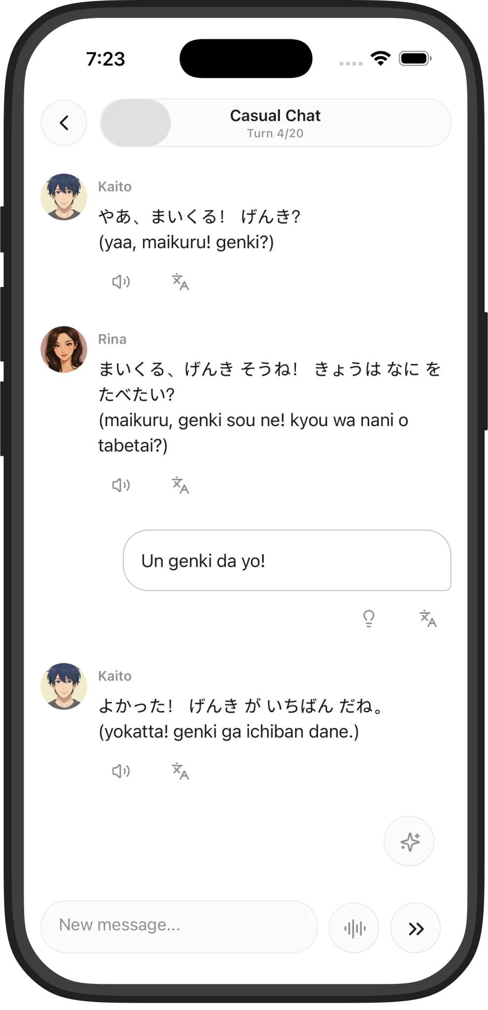 Immersive conversation practice